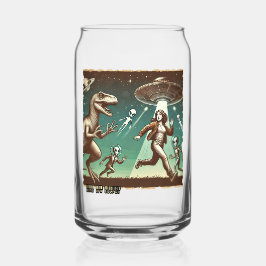 Dino UFO Selfie:ヴィンテージパニック（マグカップ、グラス、カップ） ガラス缶