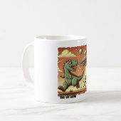 Dino UFO Selfie:ヴィンテージパニック（マグカップ、ティーマグカップ） コーヒーマグカップ (正面左)