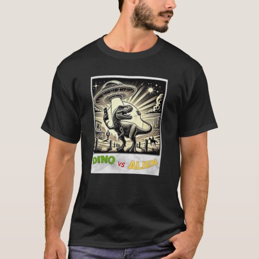 Dino UFO Selfie: Dino vsエイリアン(Man T-shirt) #09 Tシャツ (正面)
