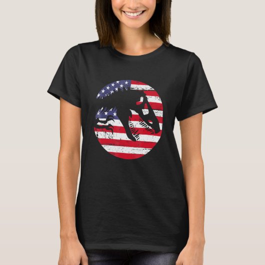 Dino USA Flag Patriotic Dinosaur Rex 4th Of July Tシャツ (正面)