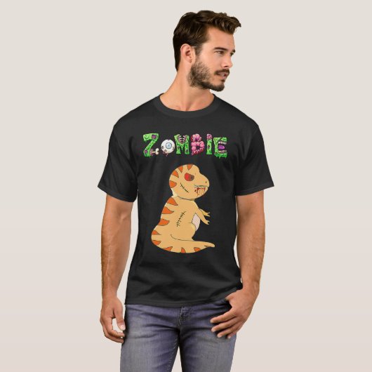 Dino Zombie  Humor Halloween Tシャツ (正面フル)