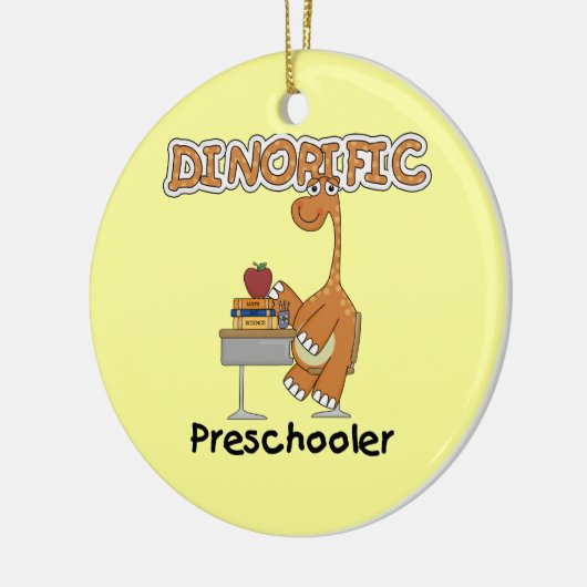 Dinorificの幼稚園児のTシャツおよびギフト セラミックオーナメント (左)