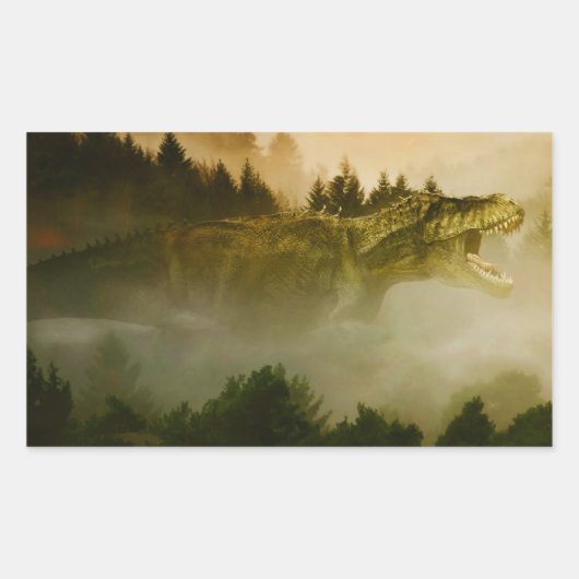 Dinosのステッカーのティラノサウルス・レックス王 長方形シール (正面)
