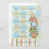 Dinosの演劇の恐竜Tのレックスのベビーシャワーの招待状 招待状 (正面/裏面)