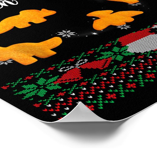 Dinos Chicken Nuggets Ugly Christmas Sweater Funny ポスター (角)