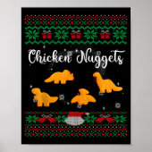 Dinos Chicken Nuggets Ugly Christmas Sweater Funny ポスター (正面)