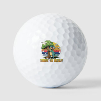 Dinos Go Green – Retro Eco Dinosaur Design ゴルフボール