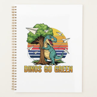 Dinos Go Green – Retro Eco Dinosaur Design プランナー手帳