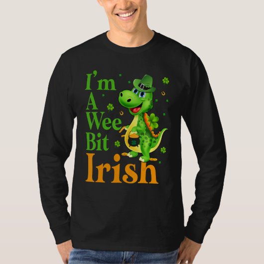 Dinosaru私は少しアイルランドのハッピーSt Patrick's Da Tシャツ (正面)