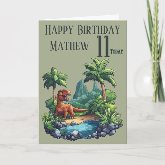 Dinosaur 11 Year Old Birthday Card カード (正面)