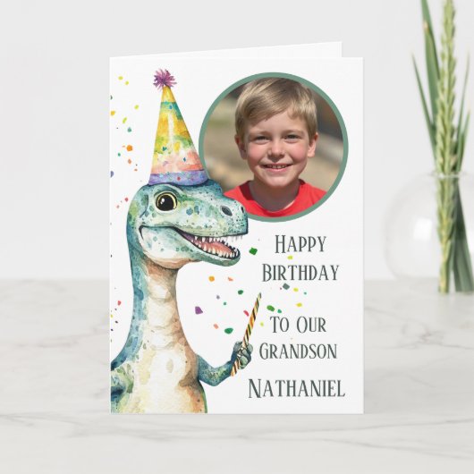 Dinosaur 1 Photo Aperture Birthday Card カード (正面)