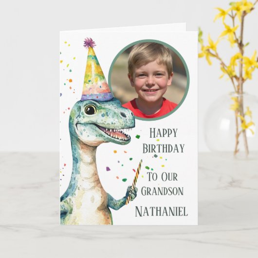 Dinosaur 1 Photo Aperture Birthday Card カード (黄色い花)