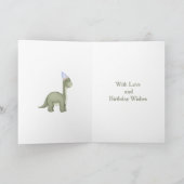Dinosaur 1 Photo Aperture First Birthday Card カード (内部)