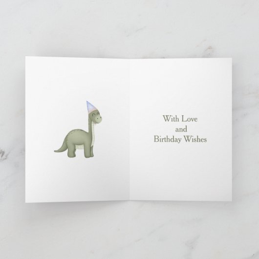 Dinosaur 1 Photo Aperture Second Birthday Card カード (内部)