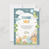 Dinosaur 1st Birthday Blue サンキューカード (正面)