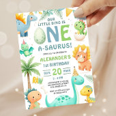 Dinosaur 1st Birthday Cute Dino Party Invitation 招待状