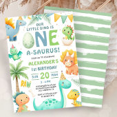 Dinosaur 1st Birthday Cute Dino Party Invitation 招待状