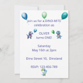 Dinosaur 1st Birthday Invitation Boy-Personalized 招待状 (裏面)