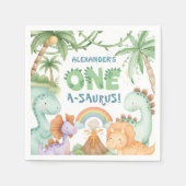 Dinosaur 1st Birthday One A-Saurus Boy Dino Paper スタンダードカクテルナプキン (正面)