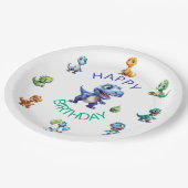 Dinosaur 1st Birthday Paper Plates Boy - Editable ペーパープレート (アングル)