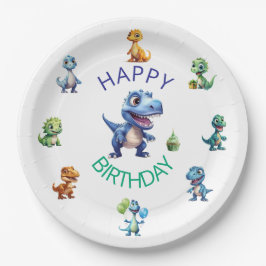 Dinosaur 1st Birthday Paper Plates Boy - Editable ペーパープレート