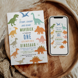 Dinosaur 1st Birthday Party | Cute Prehistoric  招待状