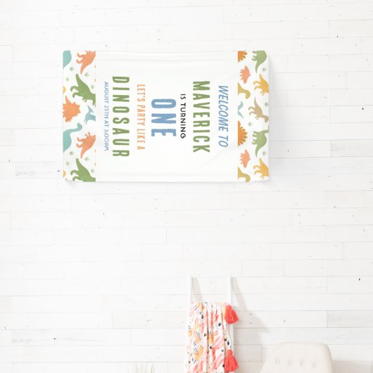 Dinosaur 1st Birthday Party | Cute Prehistoric  横断幕 (インサイチュ)