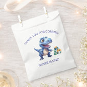 Dinosaur 1st Birthday Personalised Favor Bag Boy フェイバーバッグ (クリップ留めされた状態)