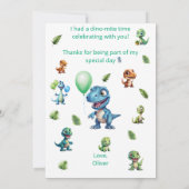 Dinosaur 1st Birthday Thank You Card Boy - Custom サンキューカード (裏面)