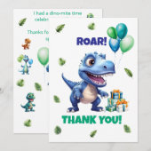 Dinosaur 1st Birthday Thank You Card Boy - Custom サンキューカード (正面/裏面)