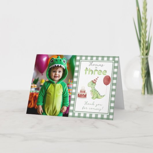 Dinosaur 3 Third Birthday thank You サンキューカード (正面)