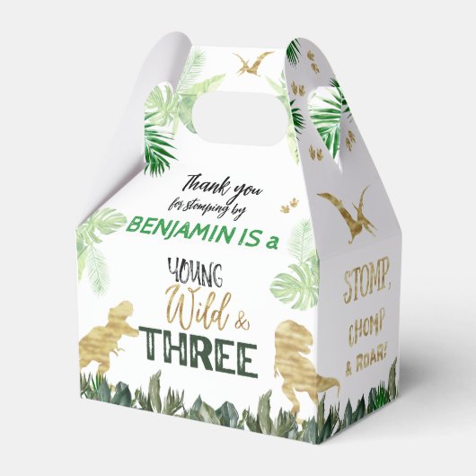Dinosaur 3rd Birthday boy Party フェイバーボックス (正面サイド)