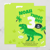 Dinosaur 3rd Birthday Invitation for Boys 招待状 (正面/裏面)