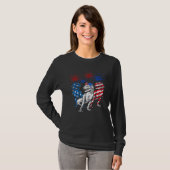 Dinosaur 4th Of July American Flag Funny Patriotic Tシャツ (正面フル)