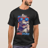 Dinosaur 4th of July Kids Boys Men Amerisaurus Rex Tシャツ (正面)