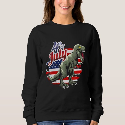 Dinosaur 4th Of July  Usa Flag Dino Kids Boys July スウェットシャツ (正面)