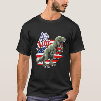 Dinosaur 4th Of July  Usa Flag Dino Kids Boys July Tシャツ
