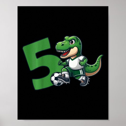 Dinosaur 5 Years Soccer 5th Birthday  ポスター (正面)