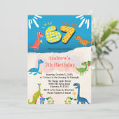 Dinosaur 7th Birthday Party I Was 6 Now I'm 7 招待状 (スタンド正面)