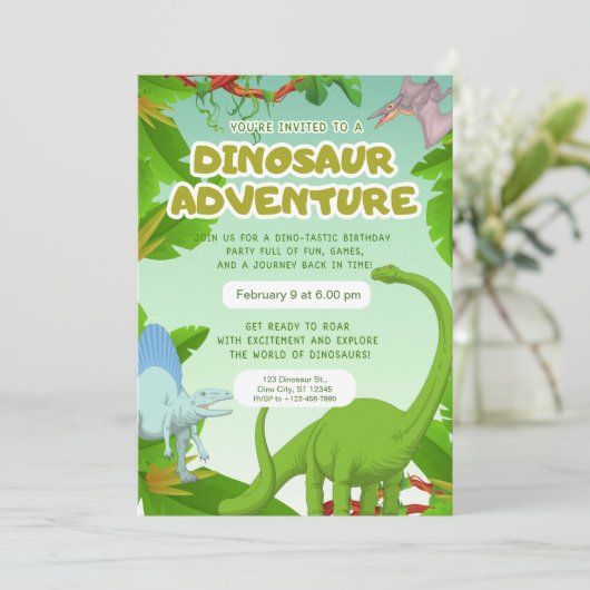 Dinosaur Adventure Birthday Party 招待状 (スタンド正面)