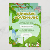 Dinosaur Adventure Birthday Party 招待状 (正面/裏面)