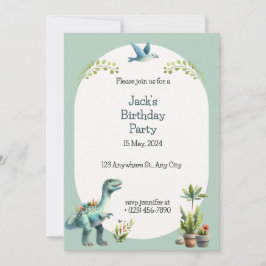 Dinosaur Adventure Birthday Party Invitation 招待状