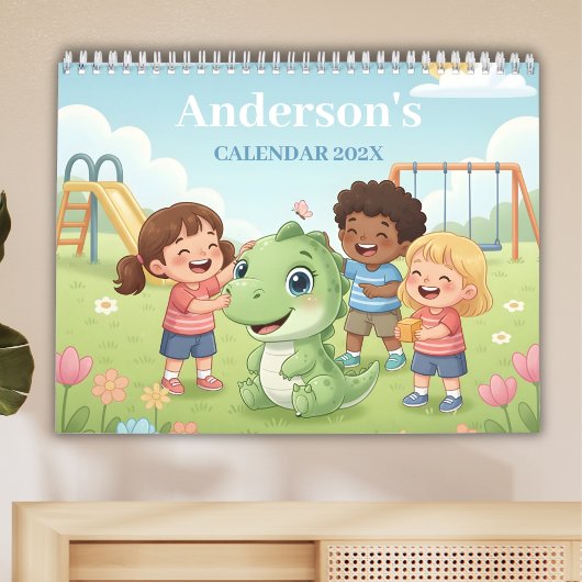 Dinosaur Adventure Personalized Kids Calendar 2026 カレンダー