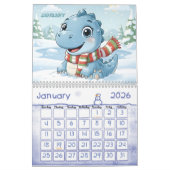 Dinosaur Adventure Personalized Kids Calendar 2026 カレンダー (1月 2026)