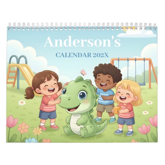 Dinosaur Adventure Personalized Kids Calendar 2026 カレンダー (カバー)