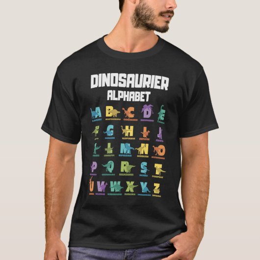 Dinosaur Alphabet ABC Tyrannosaurus T  Rex Dino Ch Tシャツ (正面)