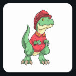 Dinosaur as Firefighter with Fire helmet スクエアシール<br><div class="desc">This design is the perfect gift for a birthday,  Christmas and other celebrations. It is suitable for women,  men and kids.</div>