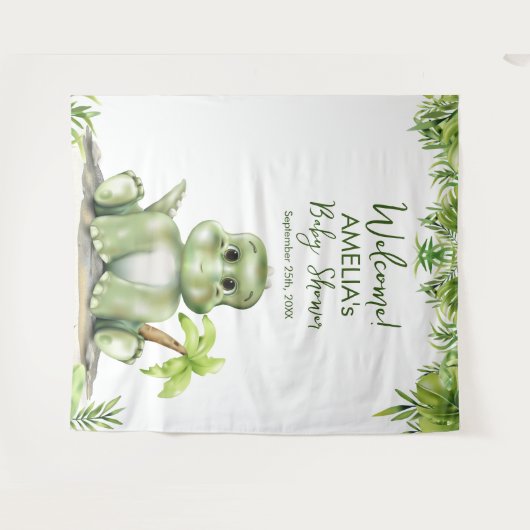 Dinosaur Baby Shower Backdrop タペストリー (正面(横))