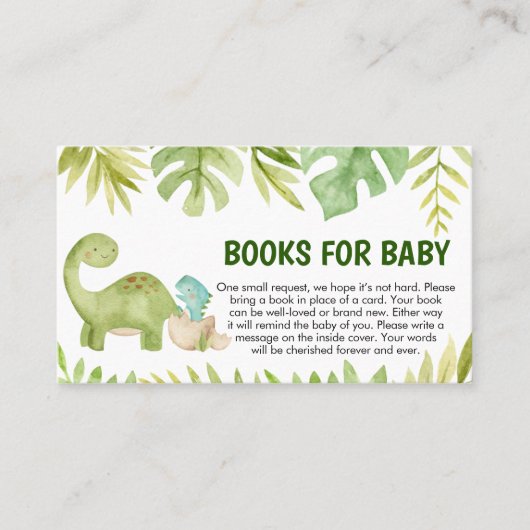 Dinosaur Baby Shower Books for Baby 名刺 (正面)