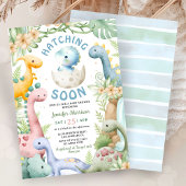 Dinosaur Baby Shower Boy Blue Dino  招待状